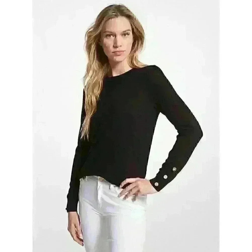 NEW! Michael Kors Women's XL Button Cuff Sweater In Dark Emerald NWT $110
